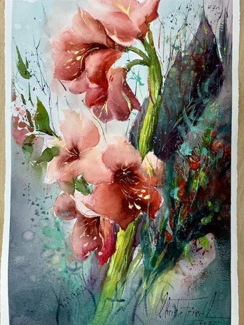 Amaryllis, watercolor, 56x38 cm